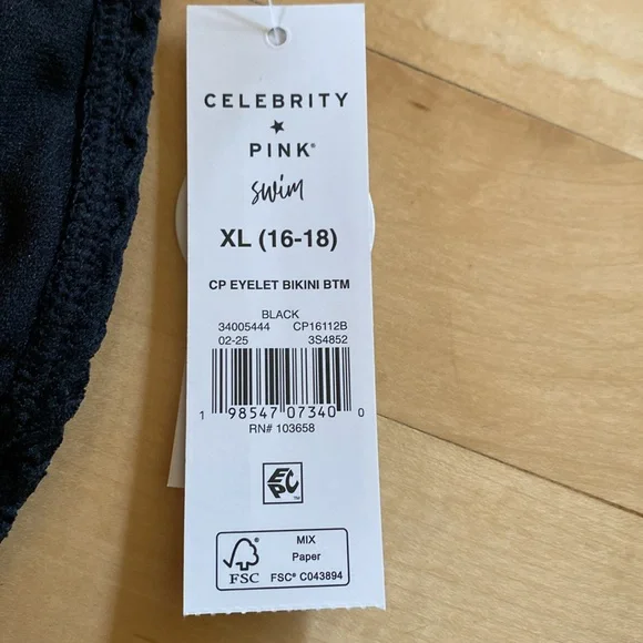 Celebrity Pink Black Textured Bikini Bottoms - Picture 5 of 7